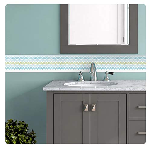 setecientosgramos Cenefa Decorativa Auto-Adhesiva | Decoración de Pared | Hogar-Cocina-Baño-Dormitorio | 5 m x 15 cm | Zigzag