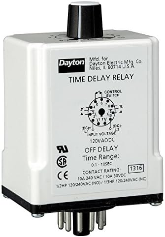 Time Delay Relay, 24VAC/DC, 10A, DPDT, 2VA