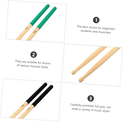 Baquetas ligeras para percusión, juego de 6 pares, accesorios para batería, material plástico, color beige miniatura 3