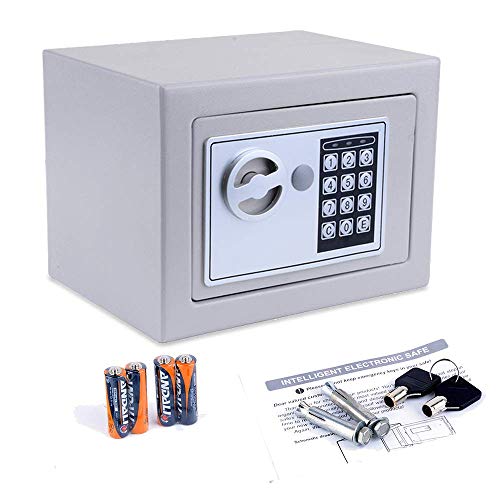 Nakey Digital Electronic Safe Security Box, Small Wall-Anchoring Safe for Home & Office, Cabinet Safe with Keypad for Money, Jewelry, Cash, Gun - with Batteries and Tools
