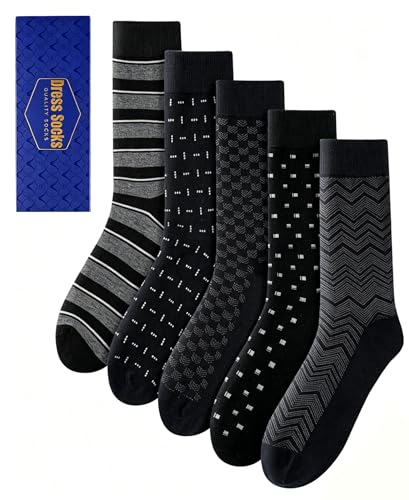 ZhiNuSi Mens Dress Sock, Black Business Cotton Crew...