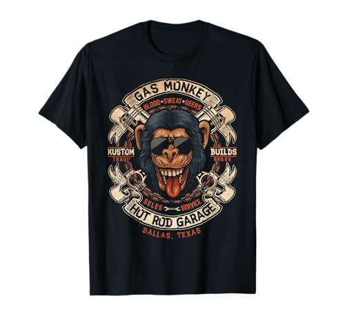 Monkey Gas Crossed Pistons Ribbon Logo T-Shirt Small
