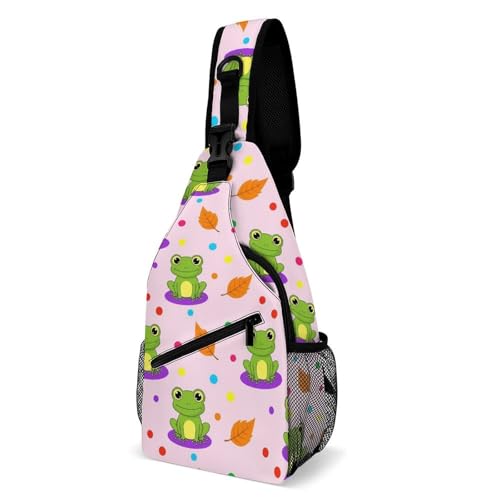 Fashion Day Pack Small Cross Body Backpack Sling Shoulder Bag Chest Bag For Men And Women Cute Frog