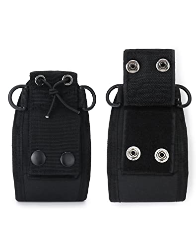 QWORK® 2 Pcs Radio Pouch, Tactical Walkie Talkie Pouch Case Intercom Bag for Polic Fireman Security Officer (Black) - Image 3