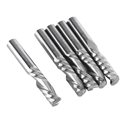 Set von 5 Einzeln Fluten Schaftfräser 6mm Schaft Hartmetall-Spiralschneider CNC-Fräser
