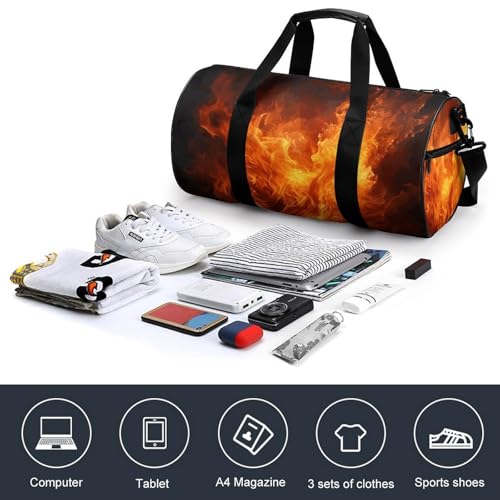 Roaring Flame Gym Bag for Men Women, Sturdy Oxford Cloth Travel Bags with Removable Shoulder Strap, Waterproof Duffel Bag for Fitness, Travel, Yoga4