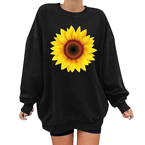 Sweat femme col rond noir imprimé parfait pour vos sorties décontractées