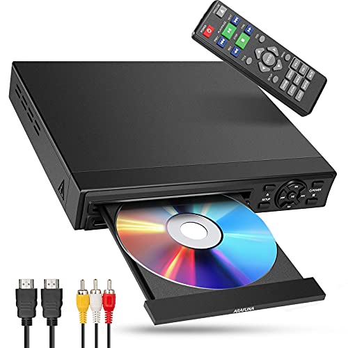 DVD Player for TV ARAFUNA Small Mini DVD Player with HDMI 1080P All Region Free Support HDMI AV Output USB SD Input Remote Control HDMI AV Cable Included