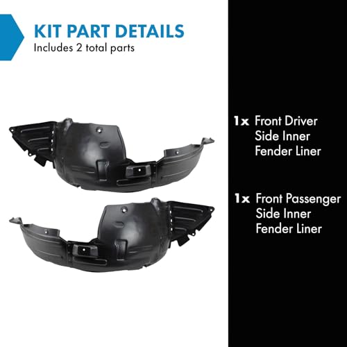Image of TRQ Front Inner Fender Liner Set Compatible with 2013-2016 Hyundai Genesis Coupe HY1248144 HY1249144