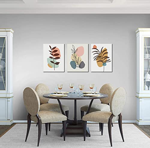 Faxiasho Boho Wall Art For Bedroom Mid Century Modern Wall Art Neutral Minimalist Abstract Boho Leaf Canvas Prints Natural Pictures Framed For Bathroom Living Room Decor 3 Panels #TOP6
