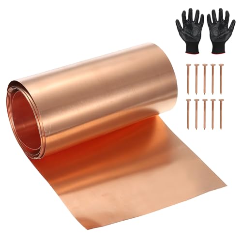 YELARXI Copper Sheet Roll Metal Copper Flashing Foil Plate, 11.8" x 12 Ft 24 Gauge(0.5mm) Thickness Fit for DIY Crafts Electrical Repair - Cylinder(1 Pack, Copper)