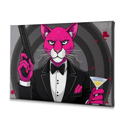 Tableau pop art panthère rose smoking 40x60cm toile imprimée haute finition