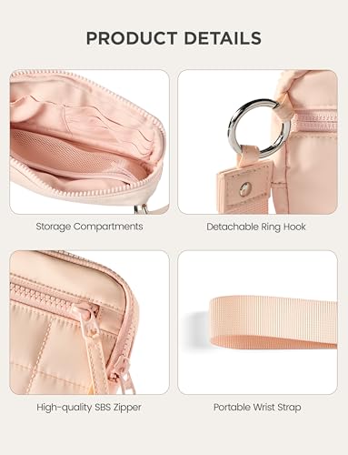 Image of Uselike Womens Wallet Card Holder Purse with Zipper Quilted Phone Wallet RFID Blocking Small Wristlet Wallets for Everyday, Travel (Apricot Pink)