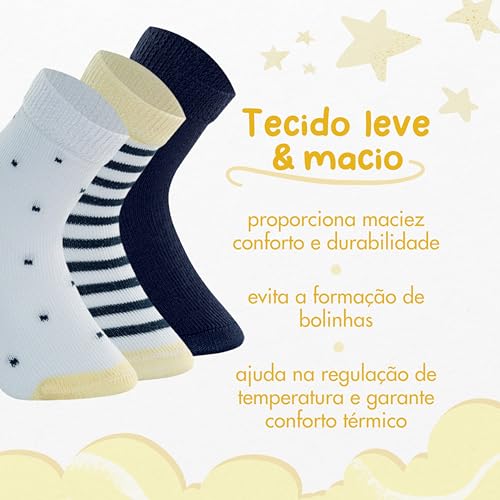 MASH Kit 9 Pares Meias Bebê Recém Nascido Menino Infantil Criança Cano Médio, KIT - A, RN(Veste de 0