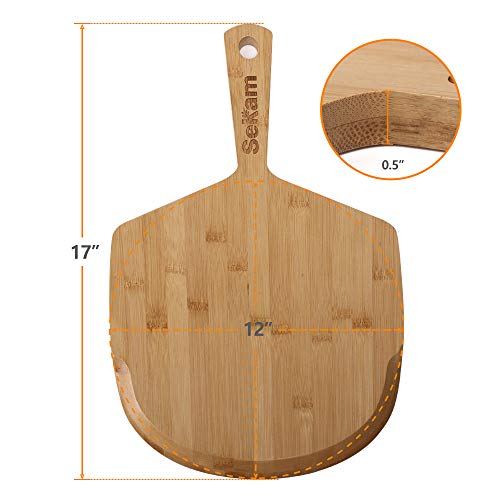 image for SEKAM Wood Pizza Peel - Wooden Pizza Paddle Spatula for Homemade Pizza