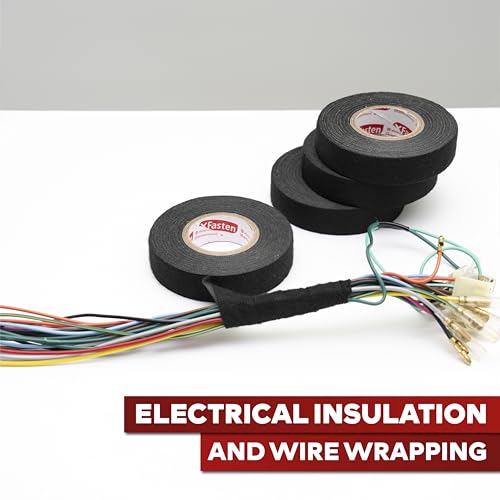 XFasten Wire Harness Tape 3/4 Inch x 50 ft (3-Pack 150ft Total) Residue-Free Cloth Electrical Felt Tape for Automotive Wiring Loom Wrap, High Temp and Abrasion Resistant, Noise Dampening Insulation