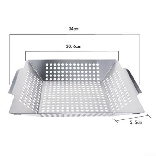 Grill Basket for Weber BBQ Stainless Steel with Wide Handles Designed to Hold Vegetables Seafood Meat and Prevent Food Loss on For all Types of Grills (34CM) - Image 2