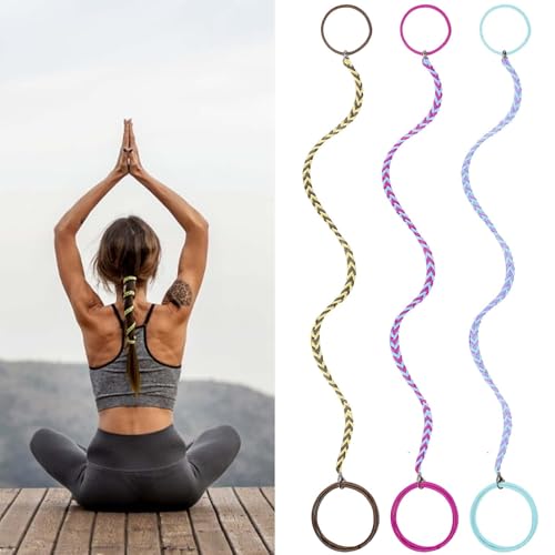 SISYOUP 3 Packs 16"" Colorful Spiral Hair Ties No Damage for Women, Elastic Ponytail Holders Hair Bands for Short Fine Thin Hair Ponytail Wrap Hair Tie for Wind Water Braided Hair Ties Scrunchies