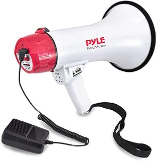 Pyle Bluetooth Bullhorn PA Megaphone - iPhone Megaphone Speaker with Wired Microphone, Siren