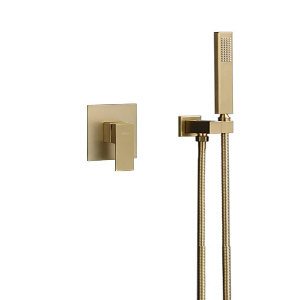 Juego de ducha empotrado de latón oro cepillado para baño