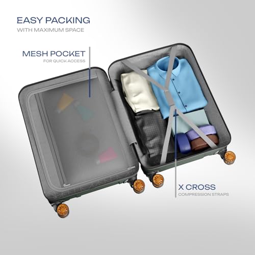 Image of Safari Cabin Insignia 8 Wheels 55cm Size Trolley Bag, TSA Lock, Hard Case Polycarbonate, 360º Wheeling Carry-on Luggage, Travel Bag, Suitcase for Travel, Trolley Bags for Travel, Deep Forrest