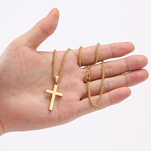 RS Cross Necklace for Men Boys Women 16-24 Inches Stainless Steel Cross Pendant Chain Religious Gift3