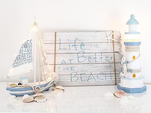 Selldorado® Segelschiff Deko mit Licht - Baddekoration 29 x 21 cm - Deko Ostsee aus Holz - Maritime Dekoration für Bad… – Bild 6