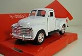 Originalverpackt: Box Welly DieCast Metall Modellauto 1:36-39 Chevrolet Chevy 3100 Pick Up 1953 Weiss neu und Box