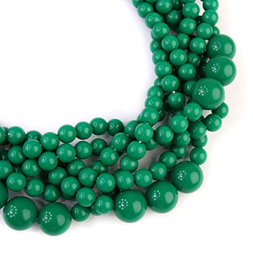 Riah Fashion Braided Chunky Cluster Bead Bubble Statement Necklace - Multi Strand Twisted Colorful Twisted Bib Collar Acrylic, Sparkly Crystal (Twisted Bauble - Emerald) #TOP4