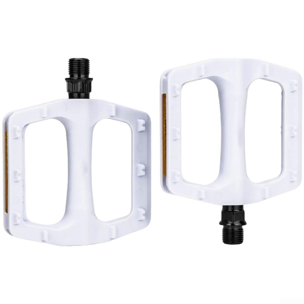 Nylon Bike Pedals, Anti-Slip Design For Mountain Road Folding Bicycles, Lightweight DU Bearing, City Bicycle Pedals(White)