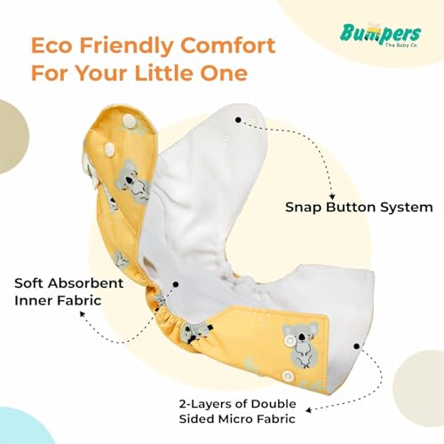 Image of Bumpers Premium & Ultra Soft Reusable Cloth Diaper with Insert Pads | Extra Absorbant, Washable, Waterproof & Adjustable Cloth Diaper for Babies /Kids, 3M-3Years (Combo, Free Size, Beige+Light Pink)