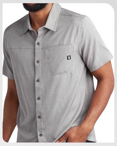 Spyder Mens Button Down Short Sleeve Shirt - Wrinkle Free Dress Shirts Collared Casual Button Up Mens Work Shirt with Pocket4