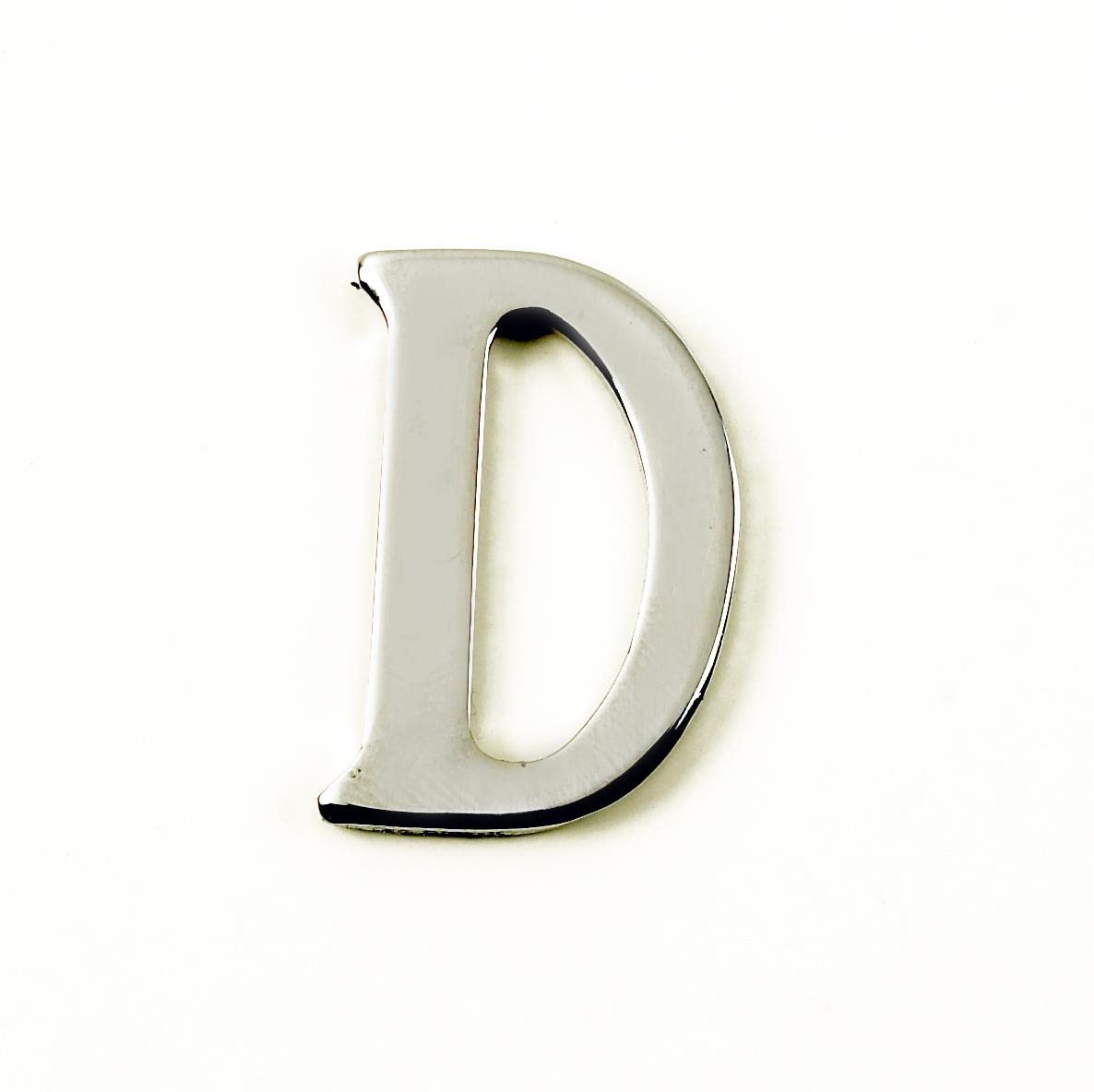 Black Country Metal Works 1.5-2 Inch Self Adhesive Numbers & Letters Chrome (Solid Brass) - D