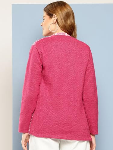 Image of Aarika Womens Winter Wear Maroon Colour Geometric Woolen Cardigan