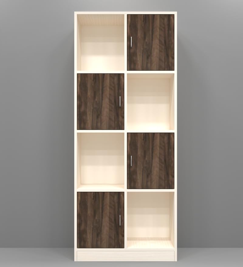 Image of SPECIALITY PANELS 8 Cube Bookshelf with 4 Open Shelves and 4 Closed Shutters, 73x35x176 cm, Carpenter Assembly Provided