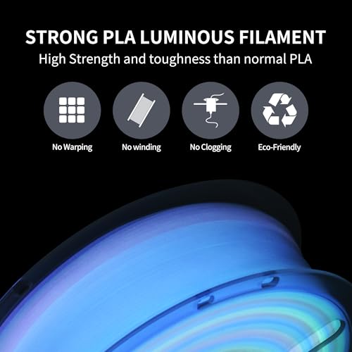 Image of RAMBERY Glow in The Dark Rainbow 3D Printer Filament Luminous PLA Filament 1.75mm 3D Printing Filament Fit Most FDM Printers, 1kg(2.2lbs) /Spool