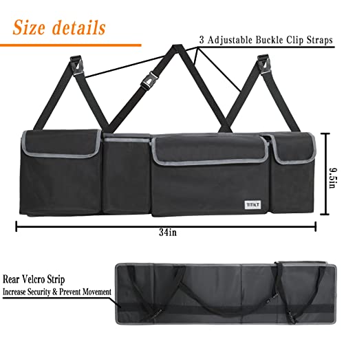 Titilt Trunk Organizer For Suv Car Storage Bags For 4 Pockets Hanging Trunk Organizer With Adjustable Straps Hanging Car Cargo Backseat Car Organizer Black #TOP5