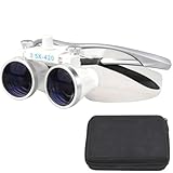 Dental Surgical Loupe Binocular Magnifier Magnification 3.5 X Working Distance 320-420mm Burgundy Sport Frame(White Silver Version)
