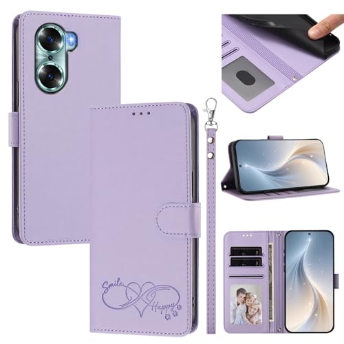 Jiajihua Cover Compatible with Honor 60 5G Phone Case【Card Cash Slot Wallet Design Flip Kickstand Drop Protection】 Purple