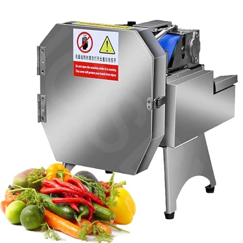 Procesador de alimentos comercial de 100 kg/h, cortador de verduras eléctrico de acero inoxidable de 120 W, con cinta transportadora de 6 cm, grosor ajustable, para hoteles y fábricas de alimentos