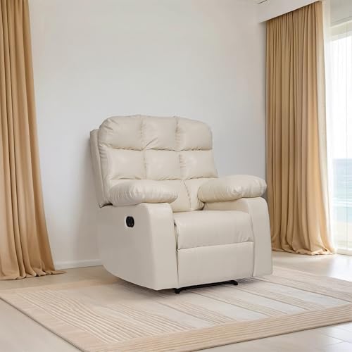 Image of Lumina 1 Seater Recliner | Single Sofa Chair for Living Room Comfort | Ergonomic Design (Leatherette - Beige)