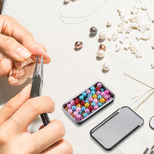 Image of BOHUIZ 3 Pcs Metal Small Tin Box Containers, Metal Slide Top Tin Containers Rectangular Empty Hinged Tins Box Container for Jewelry Crafts Candy Crafts Pills Survival Kit (2.36x1.3x0.4Inch, Black)