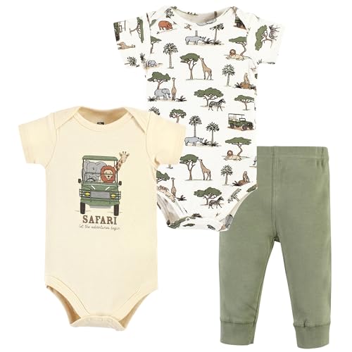 Image of Hudson Baby Unisex Cotton Bodysuit and Pant Set