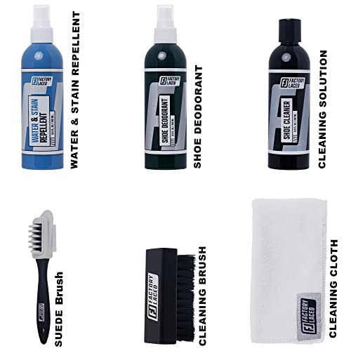 Factory Laced Shoe Cleaner Sneakers Kit - Sneaker Cleaning Kit Includes - 8 Oz Sneaker Cleaner, Shoe Deodorizer, Stain And Water Repellent Spray- Safe On Vinyl, Nubuck, Suede, & More #TOP1