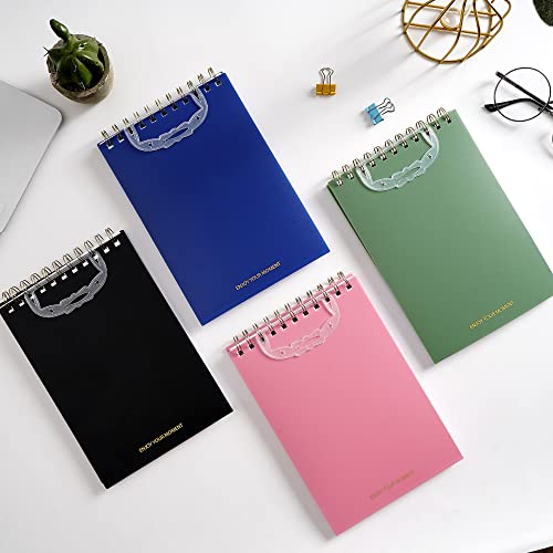 Yoment Bullet Dotted Journal Top Spiral Notebook 6"X8.3" Dot Grid Notebooks Thick Dotted Paper 640 Pages Wire Bound Spiral Waterproof Plastic Cover Notebooks For Work Business School, 4 Pack(Dotted) #TOP1