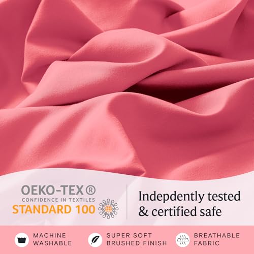 Image of LuxClub 4 PC Sheet Set Bed Sheets Deep Pockets 16 inch Eco Friendly Wrinkle Free Cooling Machine Washable Hotel Bedding Silky Soft - Vermilion Full