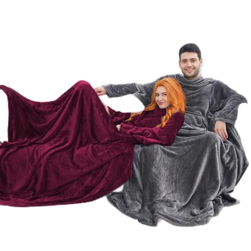 BataManta Mujer Polar Hombre Otoño Invierno, Manta con Mangas y Bolsillos...