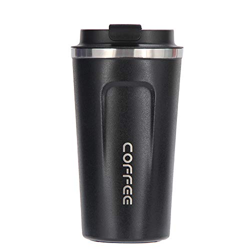 Heerda Taza de café, de acero inoxidable, para viajes, con tapa a prueba de fugas, térmica, con aislamiento de doble…