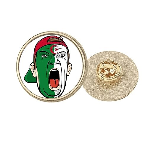 Broche Algérie drapeau de maquillage en métal doré clip rond taille M