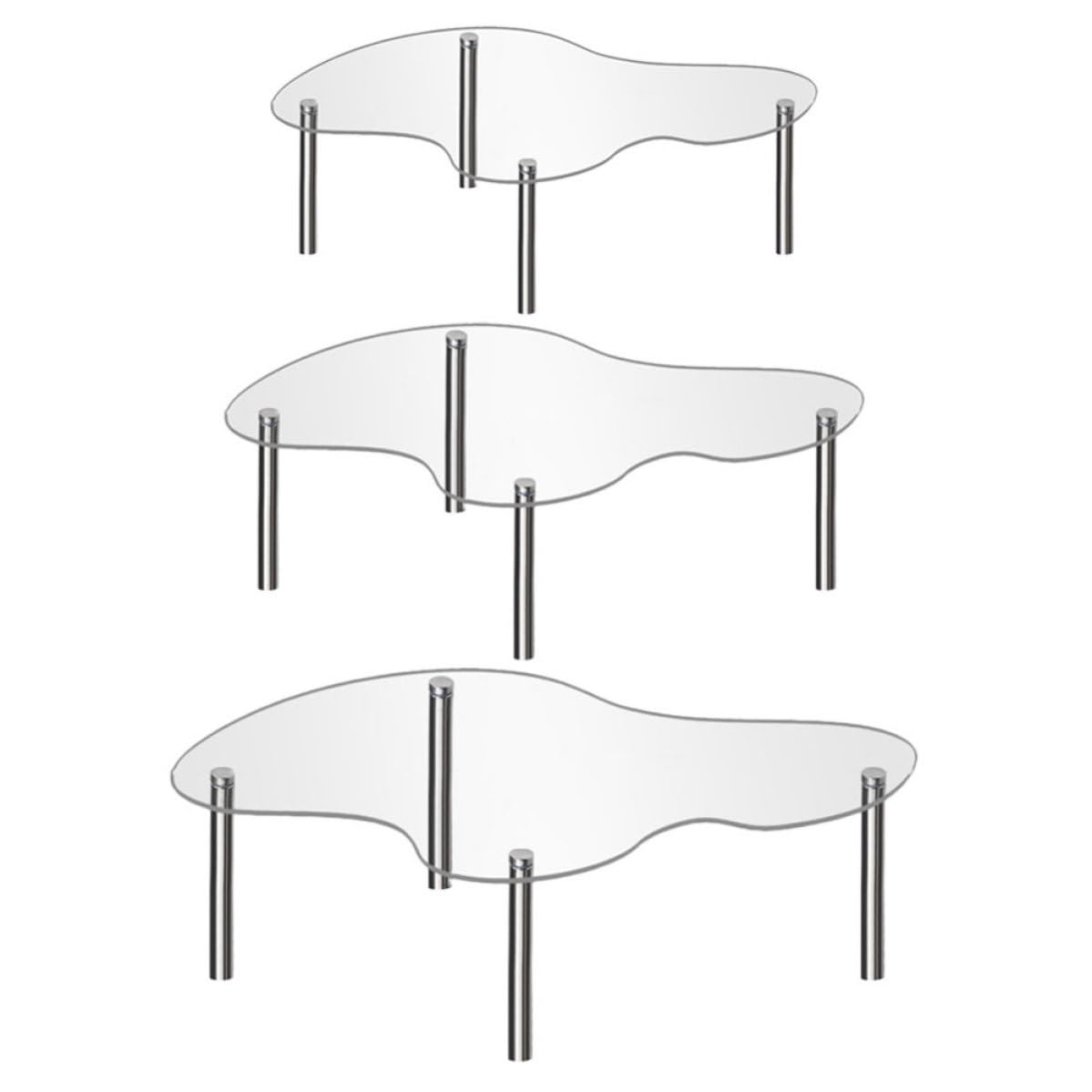 Présentoir à gâteaux en acrylique transparent 3 pièces pour buffet
